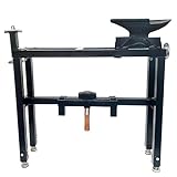 VKRP Enterprises Industrial Machinery Blacksmith Anvil Vise Base Stand with Adjustable legs and built-in Tool holder,Black