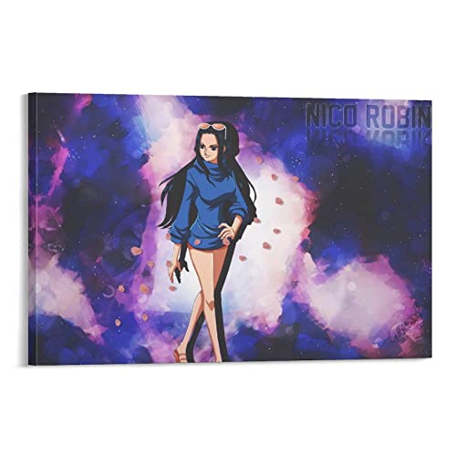 Anime Painting Canvas Wall Art Anime One Piece Sexy Beautiful Nico Robin Long Legs Walk Colorful Background Painting Artwork Home Decor Room Decor 24x36inch(60x90cm)