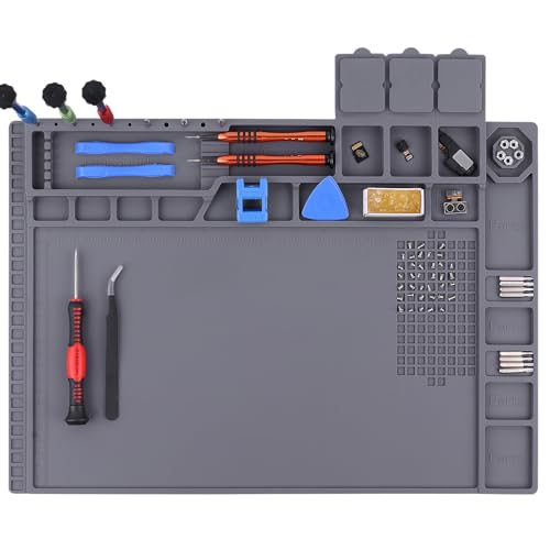 Premium Heat Resistant 932°F Magnetic Soldering Mat, 17.3'' x 11.8'' Electronics Repair Work Mat for Soldering, Electronics Computer Cellphone Repair, BGA Soldering Gun Iron Workbench Protection