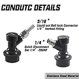 PERA Corny Keg Quick Disconnect Ball Lock Disconnect Set with Stainless Steel Swivel Nut for Home Brewing Beer Keg System (PACK OF 8)