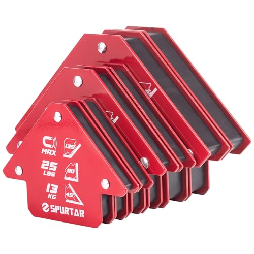 Spurtar Welding Magnets 6pcs, 75lbs 50lbs 25lbs Welding Magnets and Clamps, Heavy Duty Magnetic Holder Tools and Accessories 45°, 90°, 135° Angle