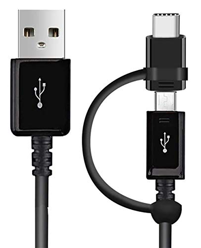 Full 5A USB Data Cable Works for Oppo A53 5G with MicroUSB and USB Type-C Adapter for True Dual Fast Quick Charge Speeds! (Black)