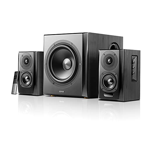 Edifier S351DB Bookshelf Speakers and Subwoofer 2.1 Speaker System Bluetooth V5.1 aptX Wireless Sound for Computer Rooms, Living Room & Dens