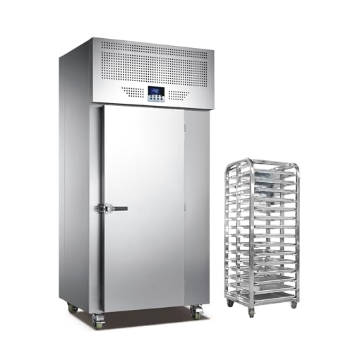 Kolice Commercial Heavy Duty 15 Trays Blast Chiller with Trolley Cart, Shock Freezing Blast Freezer, Chest Freezer, Restaurant Freezer Cabinets -Lowest Temperature -40°F(-40°C)