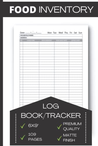 Food Inventory Log Book: Grocery Shopping Checklist For Freezer, Refrigerator Storeroom And Pantry Organizational Tracker