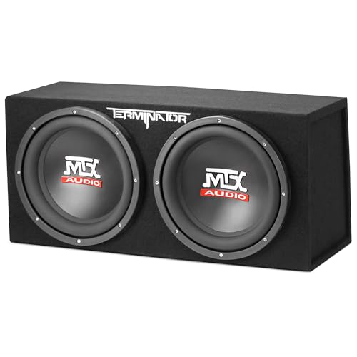 MTX Dual 12-Inch Subwoofers with Loaded Enclosure, 1200W Max Power, 400W RMS, Terminator - Car Audio Subwoofer and Speaker System with Deep Bass Sound