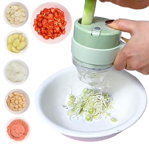 Vegetable Condiment Chopper Chilli Pepper USB Choppers Onion Choppers Peanut Garlic Shrimp Choppers Handheld Portable Small Food Slicer (Green)