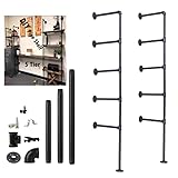 5 tier Industrial Wall Mount Iron Pipe Shelf Shelving Bracket Vintage Retro Ceiling Hung shelf DIY Open Bookshelf Storage for office Room Kitchen (2PcsX5Tier,70" Tall,12"deep,Hardware Only)