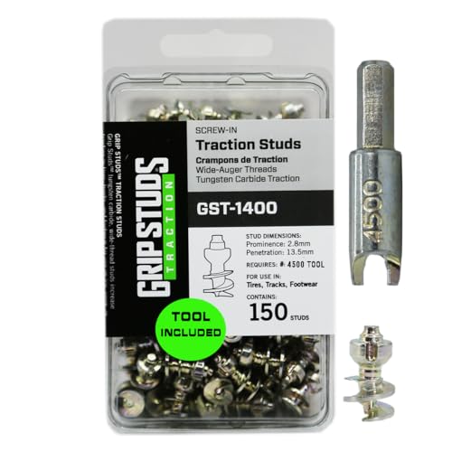 1400 - Authentic Gripstuds Screw-in Traction for Ice Resurfacer Tires, Solid Tungsten Carbide Core, The Traction You Need to Get The Job Done with Your Zamboni Ice Resurfacer Machine - Includes Tool
