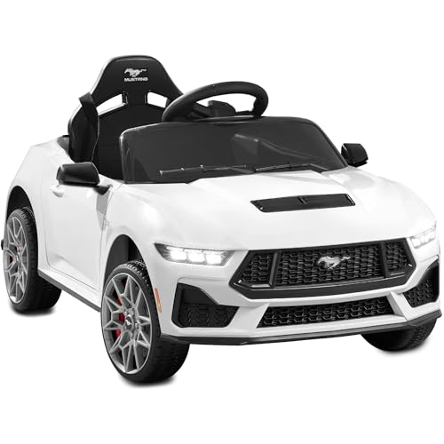 Best Choice Products Kids 12V Electric Ride On Car Officially Licensed Ford Mustang w/Parent Control, LED Lights, 2 Speeds, Bluetooth - White