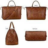 BAOSHA Vegan Leather Travel Duffel Tote Bag Overnight Weekender Bag Oversized for Men and Women HB-14 (Brown)