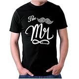 Matching Shirts Set for Couples Him and Her Mr and Mrs Husband Wife T-Shirts Black White Colors Classic Fit Outfits L/M