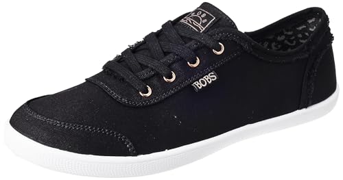 Skechers Women's Bobs B Cute Sneaker – Memory Foam, Flexible Outsole, Lightweight Vegan Shoes, Black, 7.5