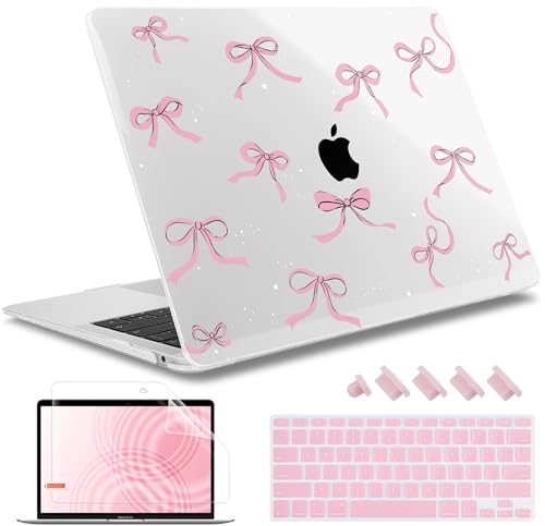 May Chen Compatible with MacBook Air 13 inch Case (Models A1369 & A1466, Older Version 2010-2017 Release), Plastic Hard Shell Case with Keyboard Cover & Screen Protector, Clear Star Bows