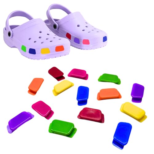 SHUTTERZ (Rainbow 14 Pack Colored Charms, Compatible with Classic Crocs, Functional Charms for Girls, Boys, Kids, Teens, Men, Women