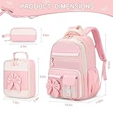 DIGOBAY Backpack for Girls, 3PCS Girls Backpack for School with Lunch Bag Pencil Case, Cute Kids Bookbag Teens Backpack for Kindergarten Elementary Preschool Middle School (Pink)