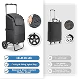 KEDSUM 2 in 1 Shopping Cart for Groceries, 330 lbs Grocery Cart on Wheels, Foldable Shopping Cart with Wheels, Load-Bearing Hand Truck with Black Waterproof Bag for Shopping, Camping, Laundry, Garden