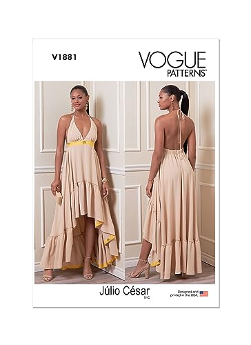 Vogue Misses' Halter Neck Dress Sewing Pattern Kit, Design Code V1881, Sizes XS-S-M