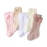 Taous Assam Baby Girls Knee High Socks Toddler Bow Mesh Long Stockings Infants Thin Socks For Spring Summer 5-Pack Mesh Size 0-12 Months