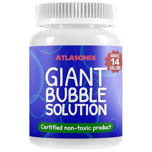 Bubbles for Kids – Giant Bubble Wand & Powder Mix | Makes 14 Gallons (1792 oz) of Bubble Solution | Bubble Refill for Big Bubbles, Bubble Machine, Outdoor Fun | Non-Toxic & Long-Lasting