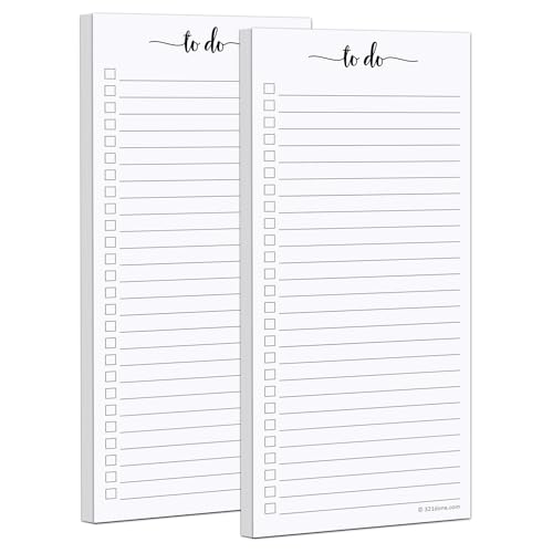 321Done 2-Pack Skinny To Do List Notepad, Made in USA - 3.7x8.5, College Ruled, Simple Stylish To-Dos Memo Pad for Planning, Tasks, Appointments, Reminders, Home, Office - 50 Sheets per Pad