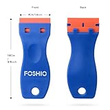 FOSHIO Plastic Razor Blade Scraper Include 2PCS Scraper Tool and 100PCS Blades for Gasket Remover, Labels Decal and Adhesive Remover for Windows and Glass,Blue