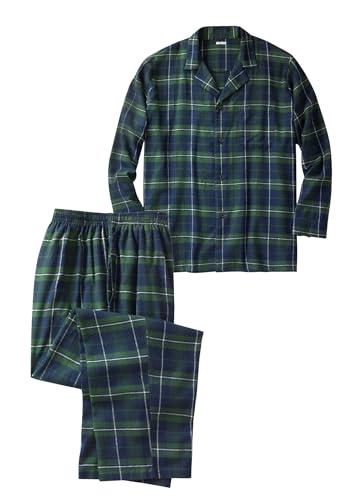 KingSize Men's Big & Tall Plaid Flannel Pajama Set - 5XL, Balsam Plaid