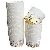 BAKE-IN-CUP 50-Pack Paper Baking Cups, Greaseproof Disposable Cupcake Muffin Liners (Large, Gold Confetti