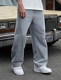 LOGEQI Men's Baggy Hip Hop Jeans Wide Leg Streetwear Jeans for Men Loose Fit Cargo Denim Pants Y2k