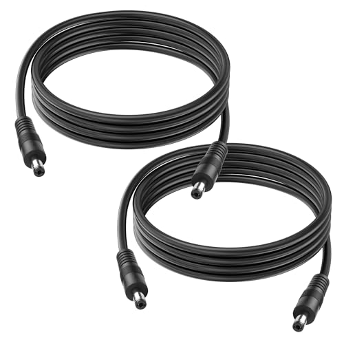 GINTOOYUN 32.8FT DC 5521 Power Cable, 18AWG DC 5.5MM x 2.1MM Male to Male Plug Power Adapter Cable for LED, CCTV, Car, Monitors,etc-10m (2-Pack 6FT)