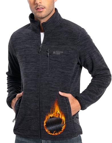 Pioneer Camp Men's Lightweight Polar Fleece Jacket Full Zip Antistatic Casual Coat Soft Warm Outwear with Zipper Pockets