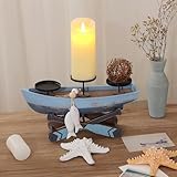 Nautical Decor Votive Candle Holder, Ocean Themed Farmhouse Boat Candle Holder, Marine Beach Style Handmade Candle Holder Decorations for Home Decor Office Decor Housewarming Gift