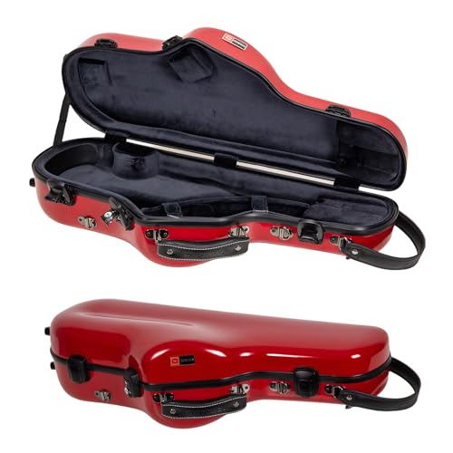 Crossrock Fiberglass Alto Saxophone Case | Glossy Red Finish | Reinforced Shell, Upgraded Interior, TSA Lock, Backpack Straps – Pro Travel Protection（CRF2020ASRD）