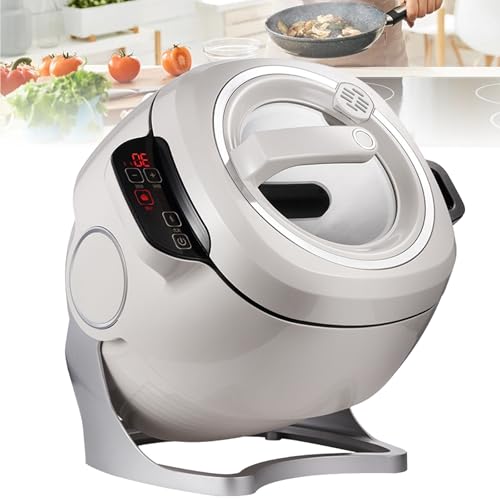 1000W 110V Automatic Cooking Machine - 6L Auto Stir Fry Wok Fried Rice Cooking Machine Electric Induction with Smart Touch 360° Rotating 3D All-round Heating for Stir Frying, Stewing, Cooking
