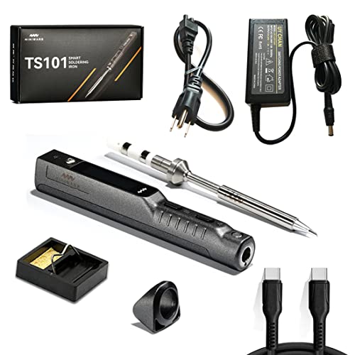 UY CHAN Original TS101 Soldering Pen Upgraded from TS100 DC 65W PD 45W Power Programmable Smart Mini Electric Portable Soldering Iron Station Kit with BC2 Solder Tip USB Type C Cable