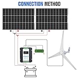 ECO-WORTHY 600W Solar Wind Power Kit: 2X 100W Mono Solar Panel + 1x 400W Wind Turbine Generator for Home/RV/Boat/Farm/Street Light and Off-Grid Appliances