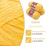 LUNARM 3 * 100g Chenille Yarn, Yarn for Crocheting Knitting with Big Eye Needles, Handcrafts Weaving Soft Chenille Yarn for Making Blankets, Clothes, Pattern Knitting Creations (Yellow)