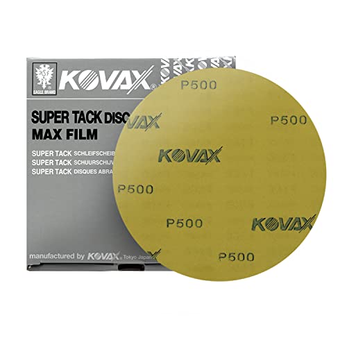 MaxFilm Ultra Premium 6 inch Sanding Discs, P500, 0 Holes, Hook & Loop, 520-0500, 50 discs