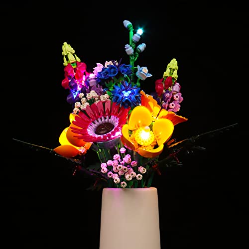 BrickBling LED Lighting Compatible with Lego Icons Wildflower Bouquet 10313 Artificial Flowers; Creative Light Kit Compatible with Lego 10313, Great Gift for Adults