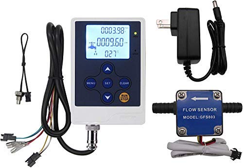 DIGITEN LCD Display Water Flow Control Meter Liquid Quantitative Controller + G3/8" Fuel Flow Meter Oil Flow Sensor Gasoline Diesel Milk Gear Meter