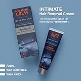 No Hair Crew Intimate/Private At Home Hair Removal Cream for Men - Painless, Flawless, Soothing Depilatory for Manscaping Unwanted Coarse Male Body Hair, 100ml (2 Pack)