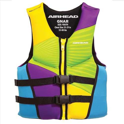 Airhead Youth GNAR Kwik-Dry NeoLite Flex Life Vest, Yellow Multi-color (10074-03-B)