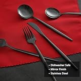 IFERRENS 40-Piece Black Silverware Set for 8, Titanium Black Plated 18/0 Stainless Steel Flatware Set, Lightweight Cutlery Set for Home and Restaurant, Daily Utensil, Mirror Polished, Serving for 8