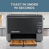 West Bend 77224 Toaster 2 Slice QuikServe Wide Slot Slide Through with Bagel and Gluten-Free Settings and Cool Touch Exterior Includes Removable Serving Tray, Black