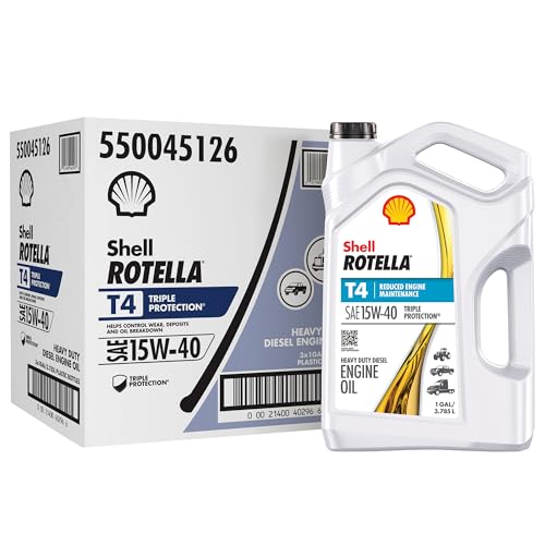 Shell Rotella T4 Triple Protection 15W-40 Motor Oil, 1 Gallon (3 Pack)