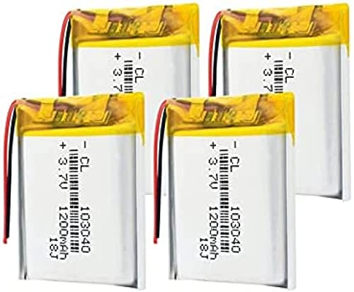 USMJ 3.7V 103040 1200mah Lithium Battery, Polymer Li Polymer for LED Flashlight Remote Controlle 4pieces,4pieces