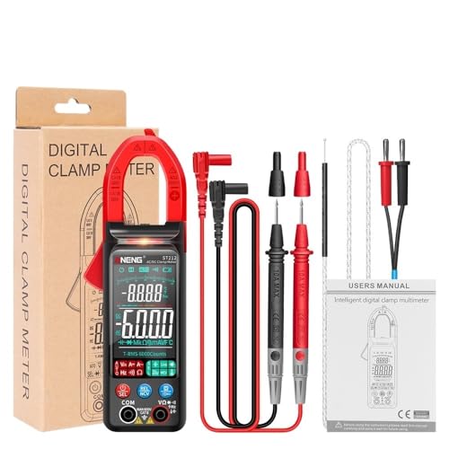 ST212 DC/AC Current Digital Clamp Meter 6000 Counts 400A Amp Multimeter Large Color Screen Voltage Tester Car NCV Ohm(ST212 Black with Box)