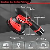 AOBEN Cordless Buffer Polisher,2 X 2000mAh Batteries,Car Polisher Kit with 6 Variable Speed Up to 5250RPM & 10 Polishing Pads,Cordless Polisher for Car Detailing/Waxing/Polishing/Scratch Removing