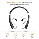 Foldable Bluetooth Headset, Beartwo Lightweight Retractable Bluetooth Headphones for Sports&Exercise, Noise Cancelling Stereo Neckband Wireless Headset (with carry case)