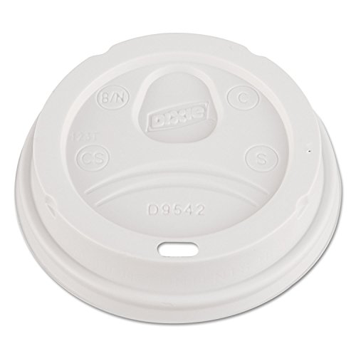 Dixie 10 oz. to 16 oz. Dome Hot Coffee Cup Lids by GP PRO (Georgia-Pacific), White, D9542, 1,000 Count (100 Lids Per Sleeve, 10 Sleeves Per Case)
